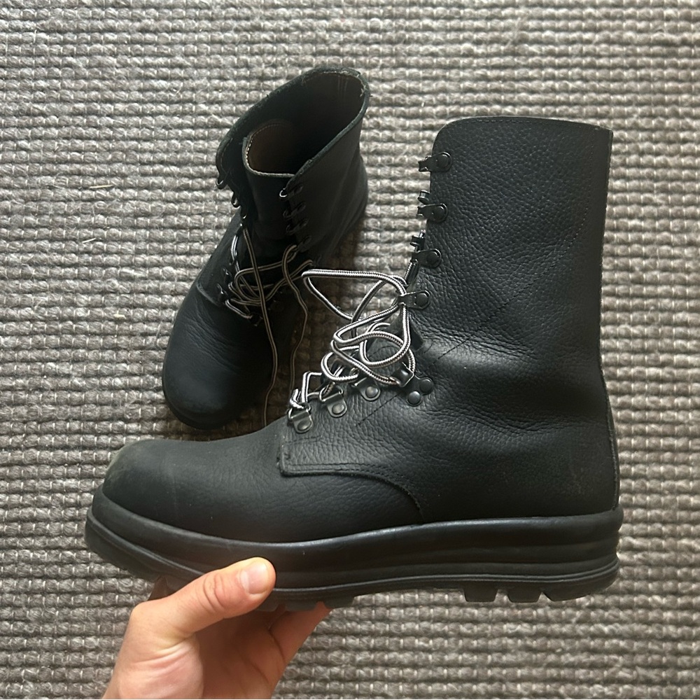 Black Leather Vintage Swiss Combat Mountain Boots